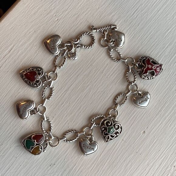 Brighton vintage retired 2005 Go Red silver and enamel‎ charm Bracelet - Picture 2 of 6